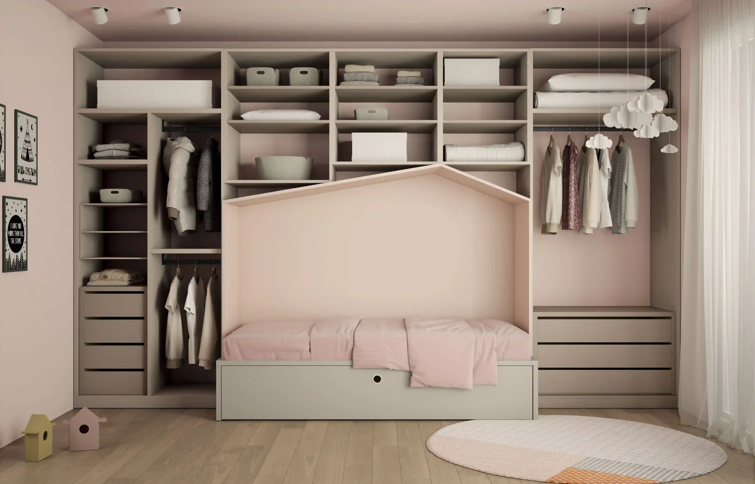 estanteria y cama dormitorio juvenil